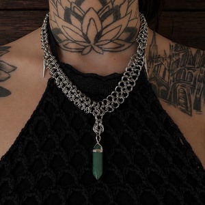 Aventurin ásvány  Chainmail Nyaklánc � Rozsdamentes Acél , Ékszer, Ékszerszett, Ékszerkészítés, MESKA