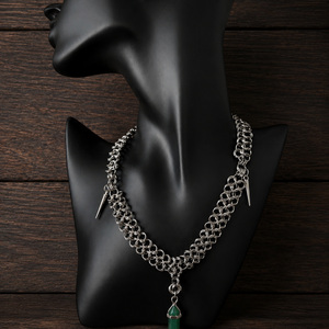 Aventurin ásvány  Chainmail Nyaklánc � Rozsdamentes Acél  - ékszer - ékszerszett - Meska.hu