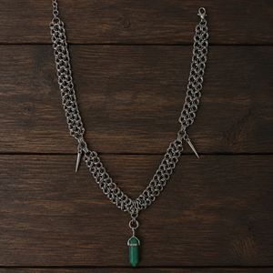 Aventurin ásvány  Chainmail Nyaklánc � Rozsdamentes Acél  - ékszer - ékszerszett - Meska.hu