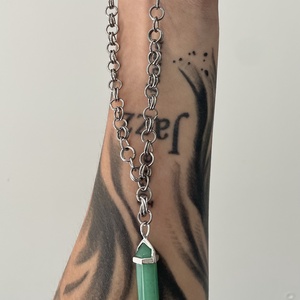 Aventurin Chainmail nyaklánc � kézzel készített, rozsdamentes acél ékszer - ékszer - ékszerszett - Meska.hu