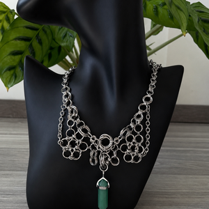 Aventurin Chainmail nyaklánc � kézzel készült, rozsdamentes acél ékszer, Ékszer, Ékszerszett, Ékszerkészítés, MESKA