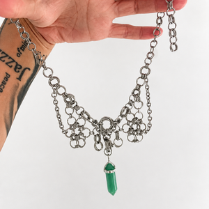 Aventurin Chainmail nyaklánc � kézzel készült, rozsdamentes acél ékszer - ékszer - ékszerszett - Meska.hu