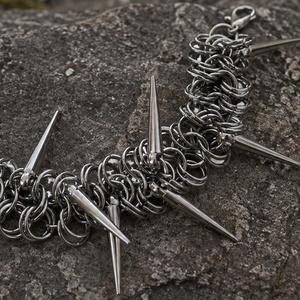 Chainmail Uniszex szegecses rozsdamentes acél karkötő � szegecses, állítható - ékszer - karkötő - charm karkötő - Meska.hu