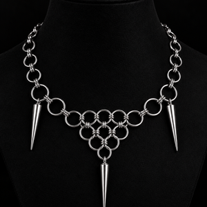Ezüst tüskés chainmail nyaklánc � rozsdamentes acél - Meska.hu