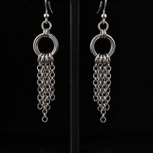 Rozsdamentes acél chainmail hosszú fülbevaló � ezüst színű - Meska.hu