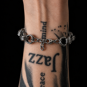 Punk stílusú rozsdamentes acél tüskés lánckarkötő - ékszer - ékszerszett - Meska.hu