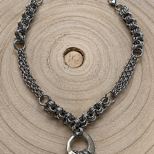  Kézzel készített nemesacél chainmail nyaklánc � Masszív indusztriális, goth és alternatív stílus   - ékszer - ékszerszett - Meska.hu