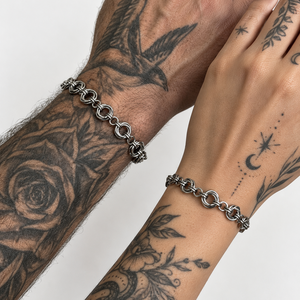 Indusztriális Elegancia � Kézzel Készített Nemesacél Chainmaille Páros Karkötő - Meska.hu