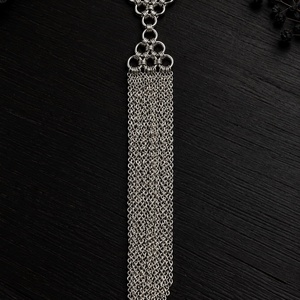 Egyedi, kézzel készített rozsdamentes acél chainmail nyaklánc � különleges Y alakú, hosszú láncos rojtos medál  - ékszer - ékszerszett - Meska.hu