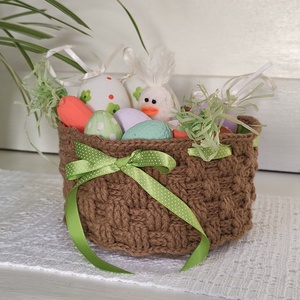 Horgolt nyuszi kosár  - táska & tok - kosár - Meska.hu