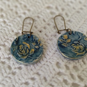 Fülbevaló nyomott medállal, Ékszer, Fülbevaló, Lógó fülbevaló, , MESKA