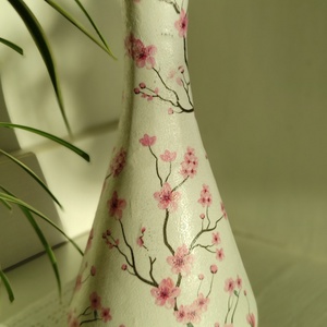 Üvegváza párban cseresznyevirágokkal  - otthon & életmód - dekoráció - asztal és polc dekoráció - díszüveg - Meska.hu