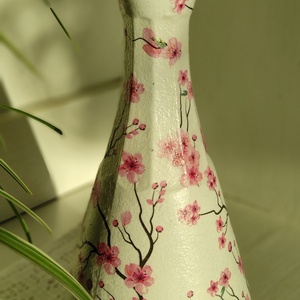 Üvegváza párban cseresznyevirágokkal  - otthon & életmód - dekoráció - asztal és polc dekoráció - díszüveg - Meska.hu