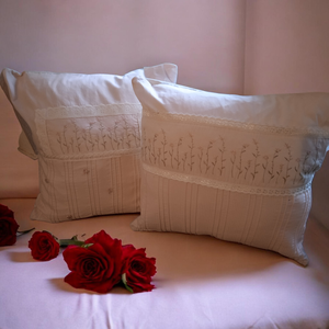 Romantikus rózsaszín díszpárna huzat hímzéssel szettben - otthon & életmód - lakástextil - párna & párnahuzat - díszpárnahuzat - Meska.hu