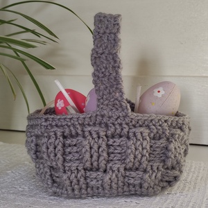 Horgolt nyuszi kosár , Ünnepi díszek, dekorációk, Húsvéti díszek és dekorációk, Húsvéti ajándékátadó, Horgolás, MESKA