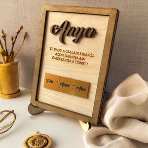 Családi kirakó, Egyedi feliratos családi dísz, Ajándék anyának, egyedi családi ajándék, asztaldísz , Otthon & Életmód, Dekoráció, Kép & Falikép, 3d képek, Fotó, grafika, rajz, illusztráció, Gravírozás, pirográfia, MESKA