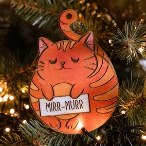 Macskás fadísz, Macskás Karácsonyfadísz Névre szóló Karácsonyfadísz, egyedi karácsonyi dekoráció - Meska.hu