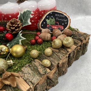 55 darabos, faborítású, mohaszőnyeggel fedett alapra tervezett DIY adventi koszorú szett  - diy (csináld magad) - egységcsomag - Meska.hu