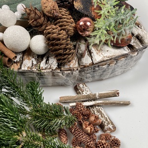 116 darabos, faborítású, mohaszőnyeggel fedett csónakalakú alapra tervezett DIY adventi koszorú szett (X-02) - diy (csináld magad) - egységcsomag - Meska.hu