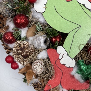 Grincs Vicsor  gazdagon díszített, karácsonyi terméskopogtató - karácsony - adventi díszek - adventi ajtódísz - Meska.hu