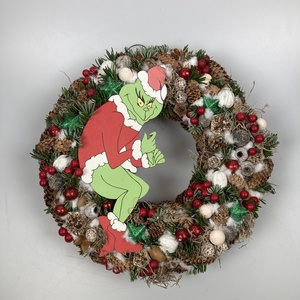 Grincs Vicsor  gazdagon díszített, karácsonyi terméskopogtató - karácsony - adventi díszek - adventi ajtódísz - Meska.hu
