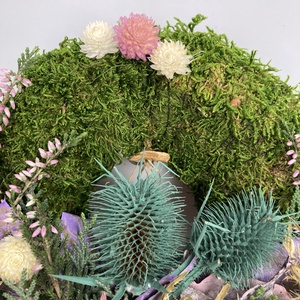 Egészség - Változatos növényi anyaggal gazdagon díszített mohakoszorú (KK-34) - otthon & életmód - vallás - temetkezési tárgy - sírkoszorú, kegyeleti koszorú - Meska.hu