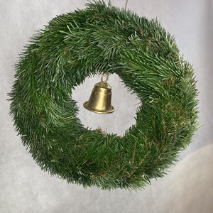 30 cm átmérőjű alapra készült,  fémharangos, Nordmann fenyős,   tovább is díszíthető koszorú (NK-9) - karácsony - karácsonyi kültéri dekoráció - Meska.hu