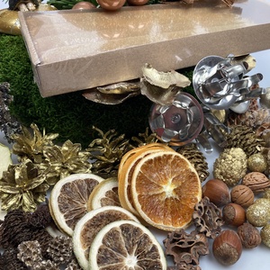 153 darabos, mohakoszorú alapra tervezett DIY adventi koszorú szett arany bársony-glitter szálgyertyákkal (X-09) - diy (csináld magad) - egységcsomag - Meska.hu