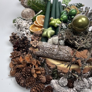 188 darabos, faszelet alapra tervezett DIY adventi koszorú szett fenyőzöld szálgyertyákkal (X-10) - diy (csináld magad) - egységcsomag - Meska.hu