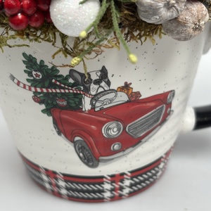 Állatok karácsonya mese alapján bulldogos karácsonyi bögrére épült adventi dísz  (XM-38) - karácsony - adventi díszek - adventi asztaldísz - Meska.hu