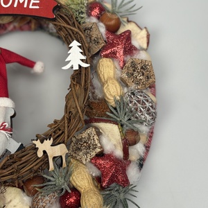 Copfos manólány üdvözlete - gazdagon díszített terméskopogtató (XW-01) - karácsony - adventi díszek - adventi ajtódísz - Meska.hu