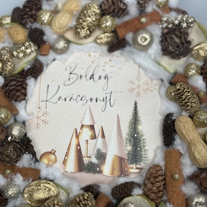 Fénylő ünnep - csillogós termésekkel gazdagon díszített karácsonyi terméskopogtató (XW-05) - karácsony - adventi díszek - adventi ajtódísz - Meska.hu