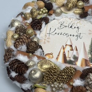 Fénylő ünnep - csillogós termésekkel gazdagon díszített karácsonyi terméskopogtató (XW-05) - karácsony - adventi díszek - adventi ajtódísz - Meska.hu