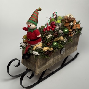 Manós fogat -  fémtalpas faszán ünnepi asztaldísz termésekkel és kellékekkel gazdagon díszítve - Meska.hu