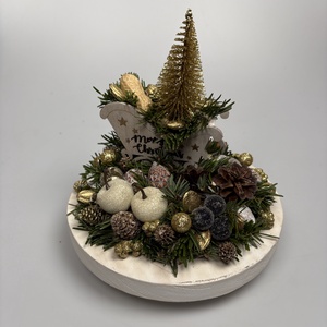 Karácsonyi cuccokkal tömött szán fatálo - ünnepi asztaldísz termésekkel és kellékekkel gazdagon díszítve , Karácsony, Adventi díszek, Adventi asztaldísz, Virágkötés, MESKA