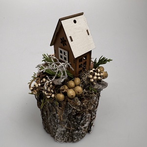 Barna házikó a hegytetőn - szombolikus virágdísz, ha magányra, pihenésre vagy elvonulásra vágysz - otthon & életmód - dekoráció - virágdísz és tartó - csokor & virágdísz - Meska.hu