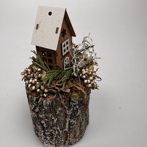 Barna házikó a hegytetőn - szombolikus virágdísz, ha magányra, pihenésre vagy elvonulásra vágysz - otthon & életmód - dekoráció - virágdísz és tartó - csokor & virágdísz - Meska.hu