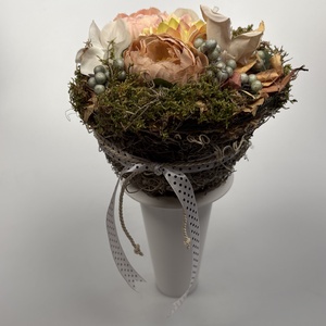 Teltkarcsú - visszafogott színvilágú, mégis színes, teltkarcsú tartós virágdísz a Mini Csokor kollekcióból (MCs-11), Otthon & Életmód, Virágdekoráció, Virágok, Virágcsokor, Virágkötés, MESKA