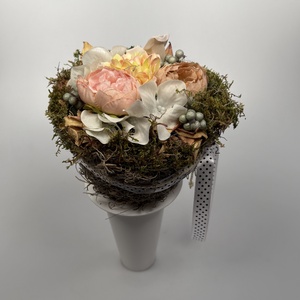 Teltkarcsú - visszafogott színvilágú, mégis színes, teltkarcsú tartós virágdísz a Mini Csokor kollekcióból (MCs-11) - otthon & életmód - virágdekoráció - virágok - virágcsokor - Meska.hu