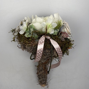 Fehérlő - elegáns színvilágú, selyemvirágos tartós virágdísz a Mini Csokor kollekcióból (MCs-12), Otthon & Életmód, Virágdekoráció, Virágok, Virágcsokor, Virágkötés, MESKA