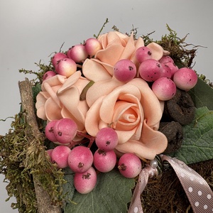 Bogyós-barackszínű habrózsás, üde színvilágú, tartós virágdísz a Mini Csokor kollekcióból (MCs-15) - otthon & életmód - virágdekoráció - virágok - virágcsokor - Meska.hu