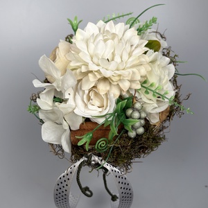 Fehéres-műzöldes, letisztult színvilágú, tartós virágdísz a Mini Csokor kollekcióból (MCs-16) - otthon & életmód - virágdekoráció - virágok - virágcsokor - Meska.hu