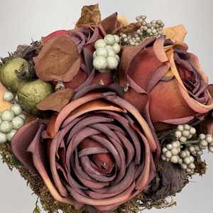 Bordó csodarózsás, meleg színvilágú, tartós virágdísz a Mini Csokor kollekcióból (MCs-17) - otthon & életmód - virágdekoráció - virágok - virágcsokor - Meska.hu