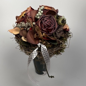 Bordó csodarózsás, meleg színvilágú, tartós virágdísz a Mini Csokor kollekcióból (MCs-17), Otthon & Életmód, Virágdekoráció, Virágok, Virágcsokor, Virágkötés, MESKA