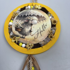 Csipkés napernyős - a Lógótálca Maxi Kollekció tavaszi kopogtató kínálatából gyöngy-szalaguszállyal  - otthon & életmód - virágdekoráció - virágdíszek - dekor koszorúk, kopogtatók - Meska.hu