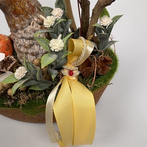 Letargia - tartós tavaszváró asztaldísz a Vén Tyúkhoz - növényi részekkel a mohás kaspó kollekcióból (P-12)  - ünnepi díszek, dekorációk - húsvéti díszek és dekorációk - húsvéti asztaldíszek - Meska.hu