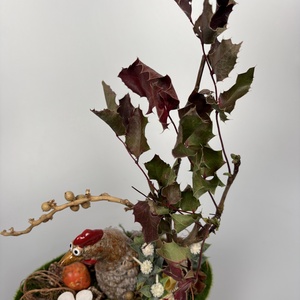 Letargia - tartós tavaszváró asztaldísz a Vén Tyúkhoz - növényi részekkel a mohás kaspó kollekcióból (P-12)  - ünnepi díszek, dekorációk - húsvéti díszek és dekorációk - húsvéti asztaldíszek - Meska.hu