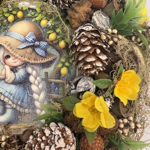 Kócos Panka - Tartós terméskopogtató mohakoszorún - otthon & életmód - dekoráció - ajtó- és ablak dekoráció - ajtódísz & kopogtató - Meska.hu