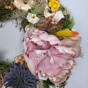 Villantós.3 - Pehelykönnyű ajtódísz napfényben megcsillanó rosegold elemekkel és Édes Otthon fatáblácskával - otthon & életmód - dekoráció - ajtó- és ablak dekoráció - ajtódísz & kopogtató - Meska.hu