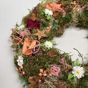 Villantós.4 - Pehelykönnyű ajtódísz napfényben megcsillanó rosegold elemekkel és barna Édes Otthon fatáblácskával - otthon & életmód - dekoráció - ajtó- és ablak dekoráció - ajtódísz & kopogtató - Meska.hu